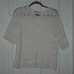 Preswick & Moore white cardigan Sz M Petite
